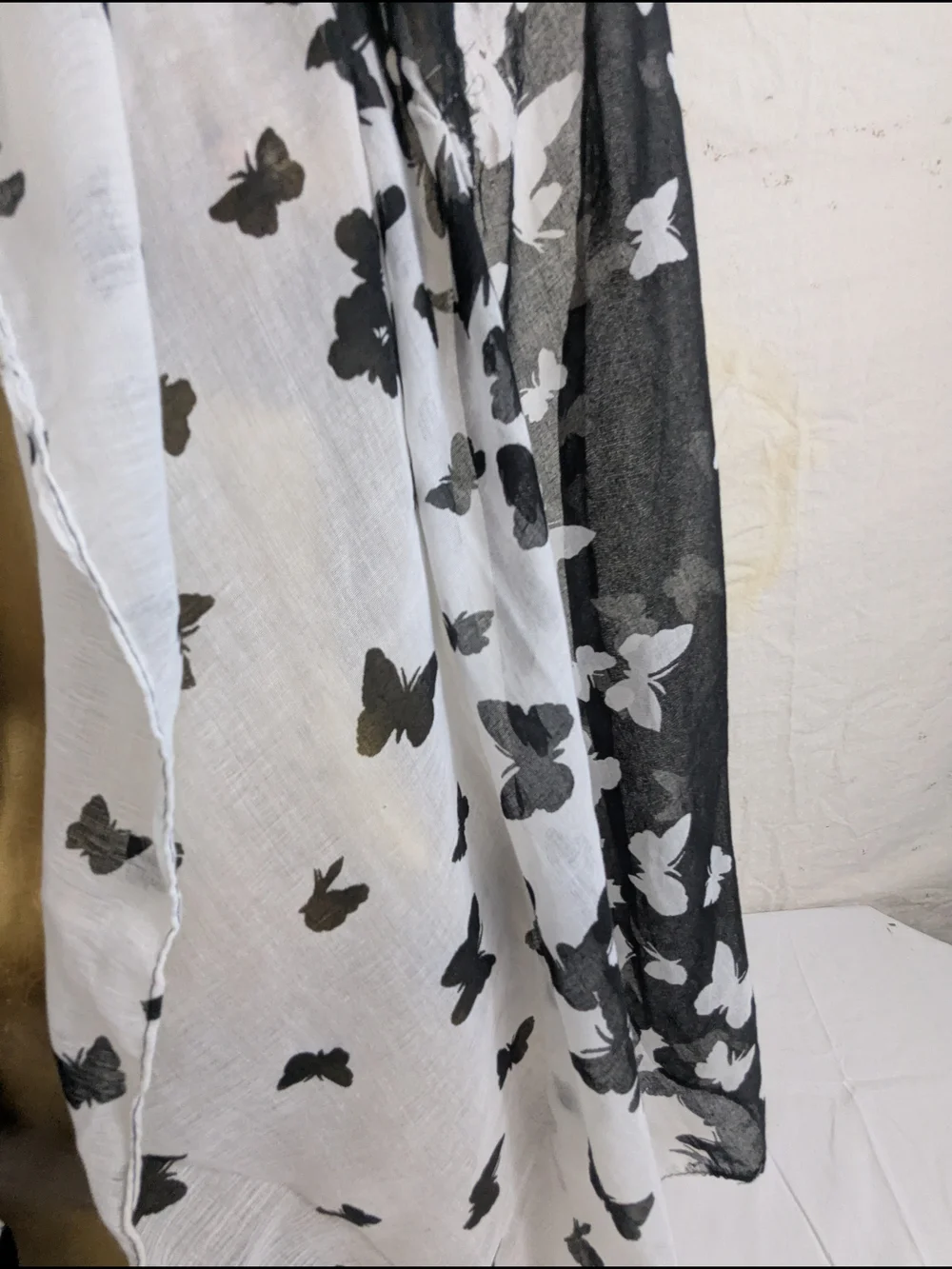 Butterfly Print Scarf Black and White Scarf